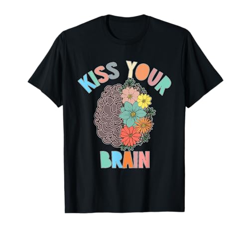 Teacher Life Besa tu cerebro Estudiantes Clase Flores Camiseta