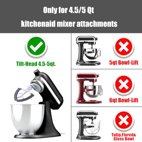 Image of Flex Edge Beater for KitchenAid,Mixer Attachement Compatible With KitchenAid,Mixer Accessory,Fits Tilt-Head Stand Mixer Bowls For 4.5-5 Quart Bowls,Beater With Silicone Edges,Grey | Mixer Attachement Compatible With Kitchenaid,For 4.5 /5Quart Bowls,Mixer Accessories,Mixer Accessory,Flexible Silicone Scraper