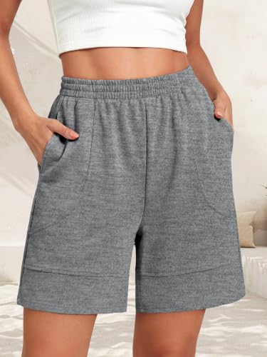 KISSMODA Women Bermuda Sweat Shorts High Waist Pockets Summer Lounge Workout Shorts — view 3