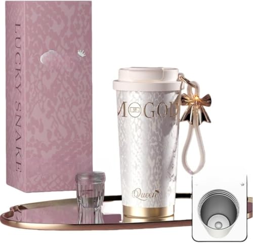 Tuyiutm���_�f�U�C��530 ml �X�e�����X�^��f�M�A�Z���~�b�N�R�[�e�B���O���ʁA�M�t�g�{�b�N�X�t���A�ԍڃJ�b�v�z���_�[�Ή��A�X�g���[�E�X�g���[�g���ݗ��p�A�n���h�o�b�O�t�� (�z���C�g,�X�e�����X������)