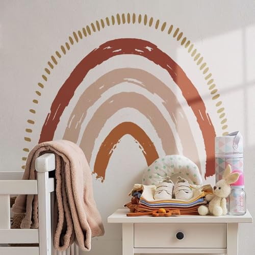 Image of funlife Large Boho Rainbow Wall Decals Peel and Stick, Self Adhesive Colorful Rainbow Wall Sticker for Girls Bedroom Decor, Kids Nursery Room Decoration, 27.95" x 22.44"