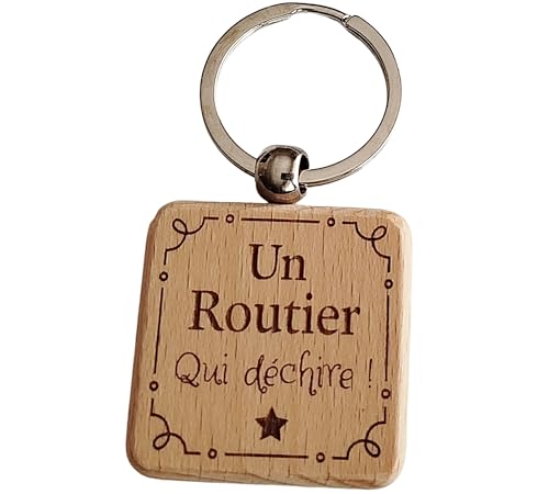 Porte-Clés en Bois Gravé Personnalisé - Idée Cadeau pour un Chauffeur Routier Homme Unique pour Collègue de Travail, Ami, Famille - Porte Clef Routier Idéal pour Cadeau de Noël, Anniversaire