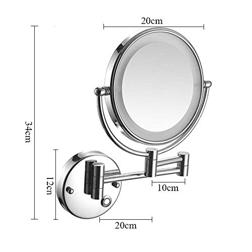 erkebspm Miroir de Maquillage Miroir de Rasage à écran Tactile Miroir de courtoisie Rond Double Face Miroir cosmétique Extensible pivotant (Couleur : Nickel brossé) (Nickel brossé) – vue 5