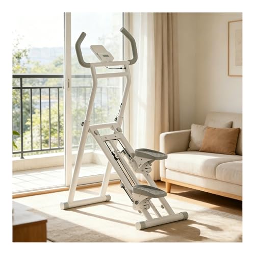 BNZCZY Escalador Plegable, máquina de Ejercicio Vertical, Altura y ángulo de Pedal Ajustables, Stepper Fitness para hogar, apartamento(Color:Blanco)