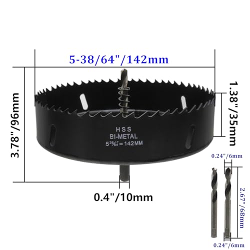 Image of 5-38 /64 inch /142mm Cutting Dia Hole Saw Bi-Metal Hole Cutter Hole Drilling Cutter