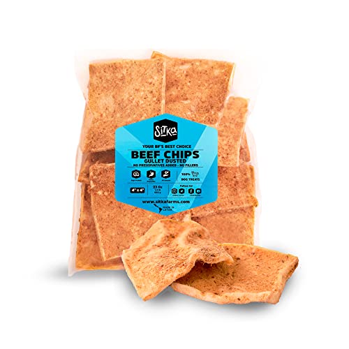 Sitka Farms Beef Cheek Chips Gullet Flavor (21 Onz) Premium Dog Chews - Gullet Flavor Dog Treats - Natural Rawhide Free Treat - Long Lasting Dog Snacks #TOP19