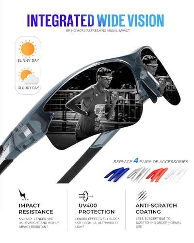 Image of KALIYADI Sports Sunglasses for Men, Polarized Sun Glasses for Men Women Youth Baseball Softball with UV Protection