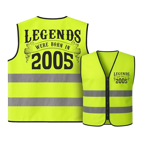 CROWNLY CRYSTAL 2005 21st Birthday Hi Vis Vest Funny Gifts for Him Neon Reflective Safety Vest for Party Photos Clubs and Celebrations Unique Milestone 21st Birthday Gift Idea for Young Adults