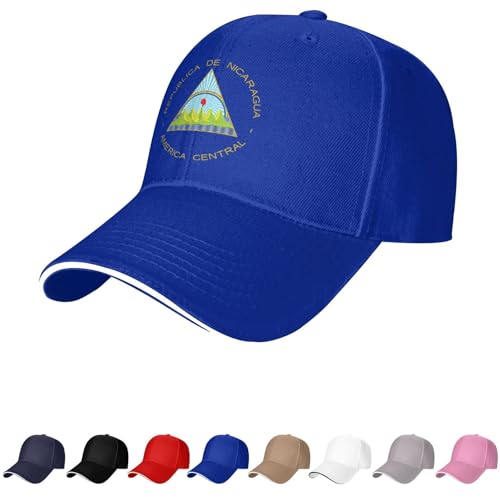 Casquette emblème du Nicaragua Casquettes nicaraguayennes pour homme femme blason du Nicaragua Casquette de baseball Trucker Dad Hat, bleu, Taille unique