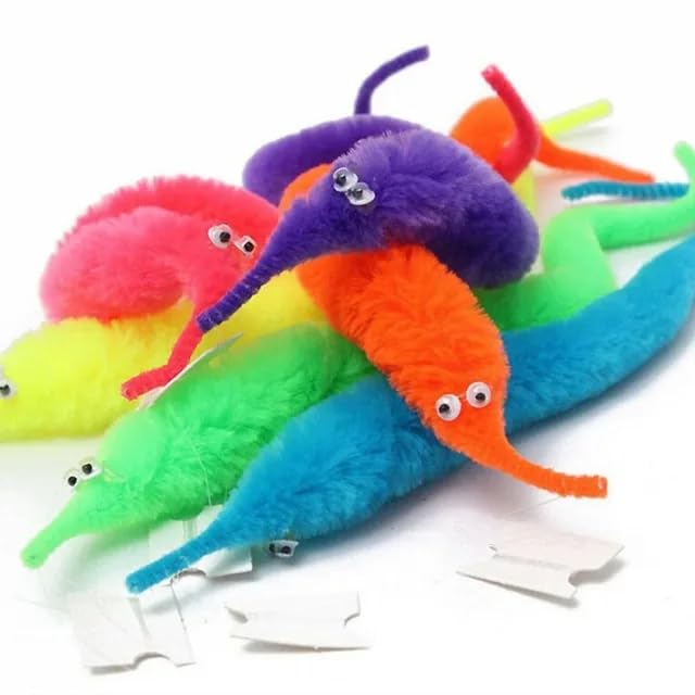 Stress Anxiety Relief Magic Worm Toys, Fuzzy Wiggly Worms, Multicolour, Pack of 6-image-18