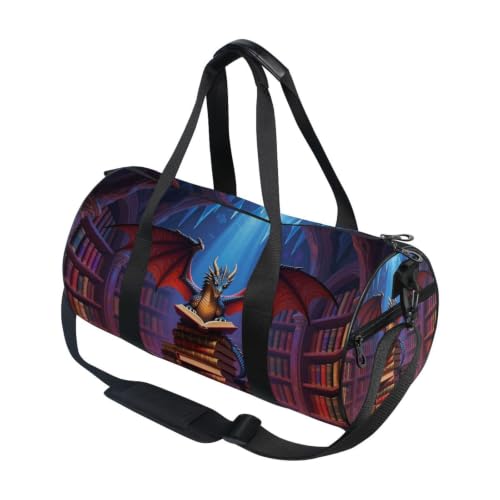 Bolsa de lona ligera con bolsillo interior y diseño de dragón para viajes