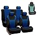 FH Group PU003114 Racing PU Leather Full Set Car Seat Covers, Airbag & Split ready w. Free Airfreshener, Blue/Black Color - Fit Most Car, Truck, Suv, or Van