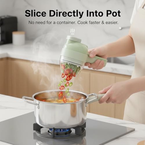 Image of Multi functional electric vegetable slicers，4-in-1vegetable cutter, garlic chopper mini, garlic food processor, electric wireless food slicer