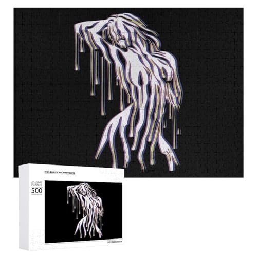 抽象 アート 黒と白 ジグソーパズル 500ピース マイクロピース パズル おしゃれ インテリア 壁飾り プレゼント 誕生日 クリスマス (38x52cm)