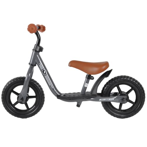 Bandits & Angels Metall-Laufrad Starter grau mit Trittbrett ab 2 Jahren – graues Laufrad – Verstellbarer Sattel 29 bis 39 cm – für Jungen und Mädchen – niedriger Einstieg mit Trittbrett