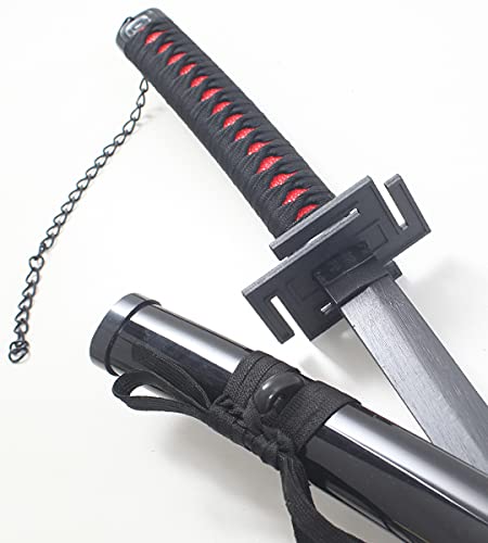 Bleach Katana Tout en Bois - Lame et Support en Bois - Sabre Bankai Epee Ichigo Kurosaki - Inclus