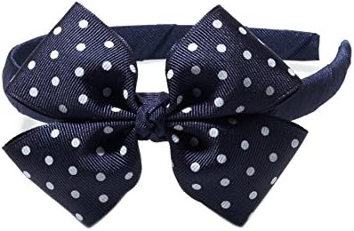 Anna Belen Girls"Addison" Polka-Dot Grosgrain Bow Headband O/S Navy