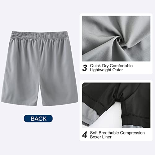 Image of HODOSPORTS Mens 7 inch Swim Trunks with Compression Liner S-6XL Quick Dry Swimming Shorts Zipper Pockets Swimsuits