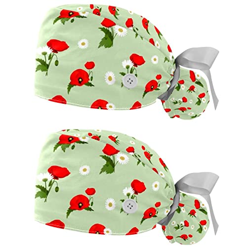 Casquettes de travail respirantes JDEZ anti-transpiration avec motifs coquelicots