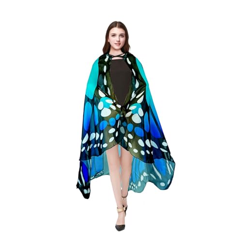 Sunlisky QYU-PF Halloween Costumes For Women Adult Butterfly Costumes Wing Cape Shawl 3Pcs (Green & Blue) thumb #6
