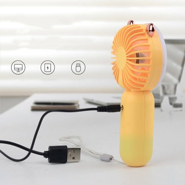 Miniatura 9 de Mini ventilador de mano con luz LED, pequeño ventilador portátil personal recargable por USB, bonito diseño potente ventilador de pestañas para