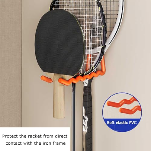 Espositore per racchette da badminton, supporto da parete per tennis, supporta fino a 25 kg, ideale per garage, club e dietro le porte