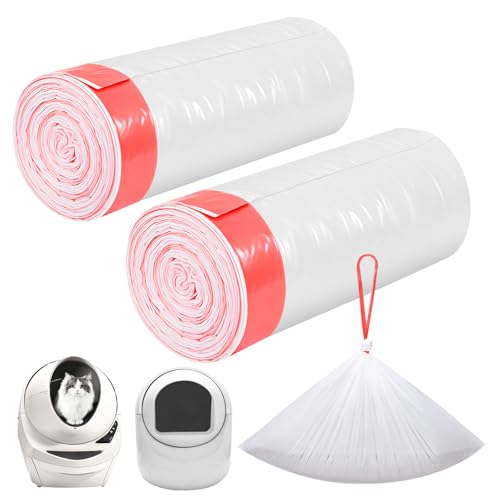 40 Count Thicken Cat Litter Box Liners for Automatic Cat Litter Box and Litter-Robot 4/3, Heavy-Duty Drawstring Kitten Litter Drawer Liners Disposable 25" x 16"
