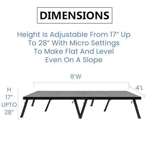 4'x8' MYSTAGE 2 Stage Platform - Portable, Folding Lightweight Aluminum Performance Deck with Adjustable Height 17"-28" - US Patented Design - Thumbnail 2