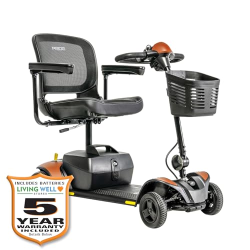 Pride Go Go Elite Traveller 2, 4-Wheel Mobility Scooter, iTurn Technology, 37” Turning Radius, Color Options, with 5-Year Extended Warr (Tangerine, 12 AH Battery)
