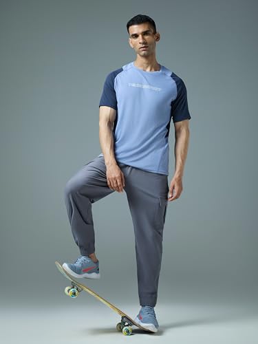 Image of TECHNOSPORT Men's Solid Slim Fit Sports Cargo Joggers DURACOOL+ Quick Dry Breathable Moisture Wicking Stretch Gym Track Pants Running Training Fitness Activewear