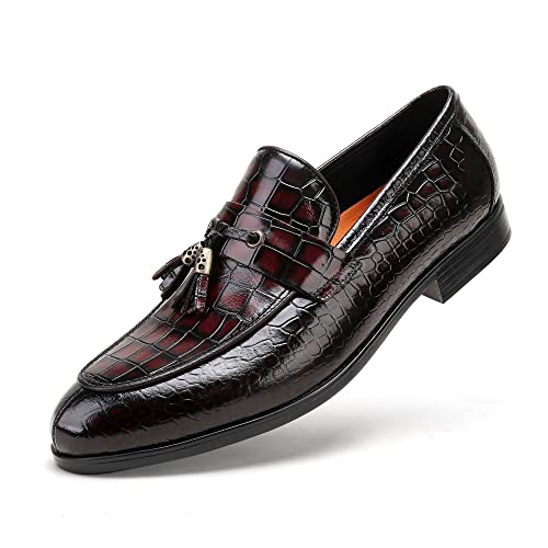 Men's Tassel Loafer, Classic Casual Dress Shoe, Black Smooth Leather Tassel Slip-on Penny Loafer for Mens