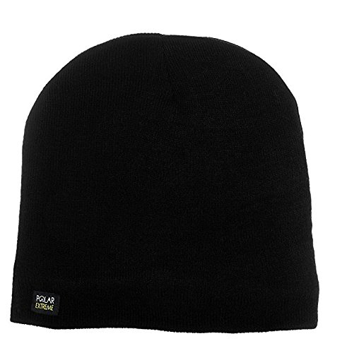 Mens Insulated Thermal Fleece Lined Comfort Daily Soft Beanies Winter Hats (Black Beanie)