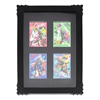 PH PandaHall 4 Grids Trading Card Display Frame, Wall Mounted Wooden Display Case Black Rectangle Sports Cards Holder Stand Frame for Standard Trading Card Basketball Football Cards Collector Home