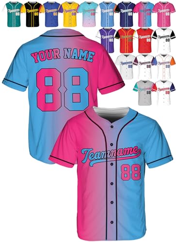 Custom Baseball Jerseys - Personalized Softball Shirts for Men, Women, Boys, and Girls - Customized Team Uniforms for Sports Fans, Teams, Events, Gifts - Add Your Name, Number, Logo