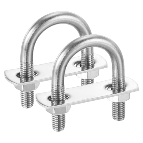 Image of PATIKIL Round U-Bolts, 2 Pcs 1.06 inch(27mm) Inner Width 54mm Length M8 with Nut Plate Washer 304 Stainless Steel Round Bend U-Bolts for Boat Trailer Axle Sailboat