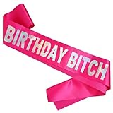 Birthday Sash for Women, Birthday Party Supplies for Birthday Girls, Birthday Gifts for Her, Pink and Silver Birthday Party Decorations
