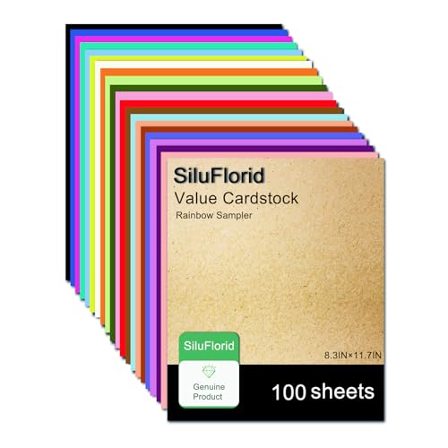 100 Sheets Colored Printer Paper, 20 Assorted Colors 8.3 X 11.7' Lightweight Construction Paper Double Sided Origami Paper for Crafts & Art ( 70gsm/19lb)