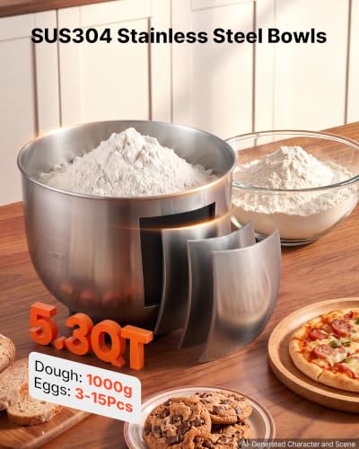 Image of VEVOR 5.3 Qt Tilt Head Stand Mixer 400W Metal Electric Dough Mixer