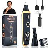 Yunmiss LED Display Eyebrow & Nose Hair Trimmer Clipper for Men Women,2026 Rechargeable 2 in 1 Painless Ear & Facial Hair Trimmer with Powerful Motor and Dual-Edge Blades Easy Cleansing (Black)