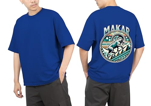 Image of Men's Zodiac Sign Printed Oversized Cotton T-Shirt