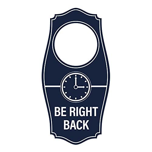 Signs Bylita Be Right Back Door Hanger - Navy Blue, 4" X 8" #TOP28