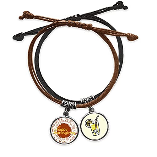 Bracelet Thanksgiving d'exception en cuir véritable et cordon tressé
