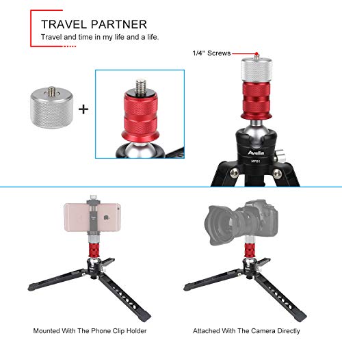 Avella 3-Leg Monopod Feet MPB1 Tripod Stand Base with 3/8-16 Female to 1/4-20 Male Tripod Thread Reducer Screw Adapter, Max Loading 13.2 lb