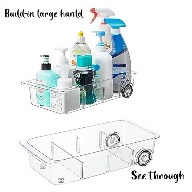 Fridge Organizer Bins With Wheels, 2 Pack Roll Out Refrigerator Organizers And Storage Refrigerator Drawer With Dividers, Upgrade Thick Plastic Pantry Storage Bins, Kitchen Organization