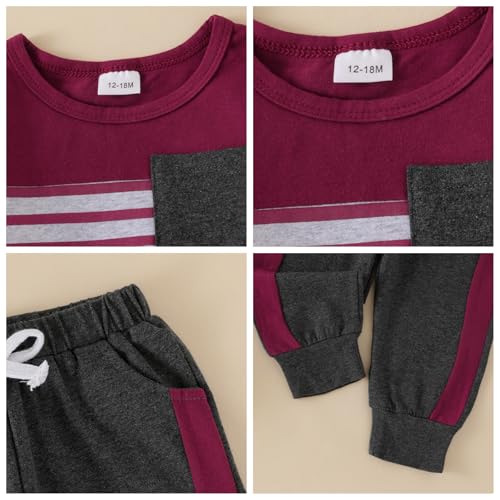 Image of FOCUTEBB Toddler Boy Clothes Baby Boys Fall Winter Outfits Long Sleeve Sweatshirt Top Jogger Pants Set Boys Outfit Set 12M-4T