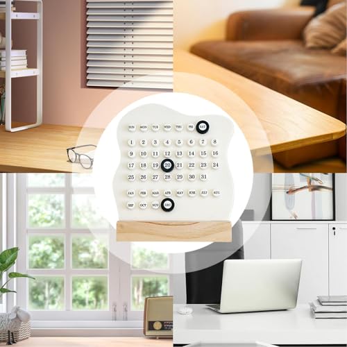 Calendrier perpétuel réutilisable en bois : accessoires de bureau