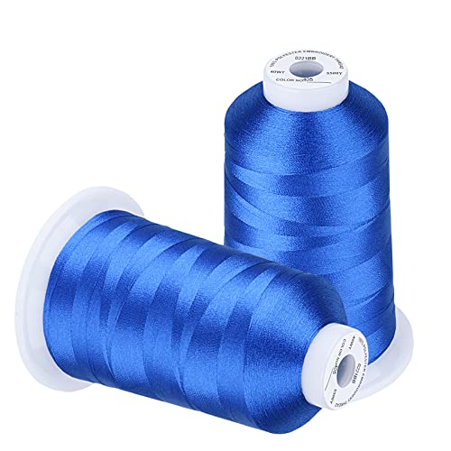 Image of Simthread Embroidery Machine Thread 5000M 40WT Polyester, Blue 405 | 5000M 40WT polyester thread feeds smoothly for home or commercial embroidery projects.