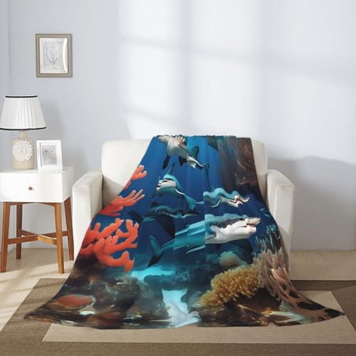 Couverture de qualité supérieure imprimé requin corail pour literie haut de gamme