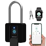 Dhiedas Fingerprint Lock, 2.7'' Long Shackle Heavy Duty Outdoor Padlock with Fingerprint Key Bluetooth APP, Weatherproof Biometric Electronic Gate Lock with Protective Shell for Fence Shed Gym Yard
