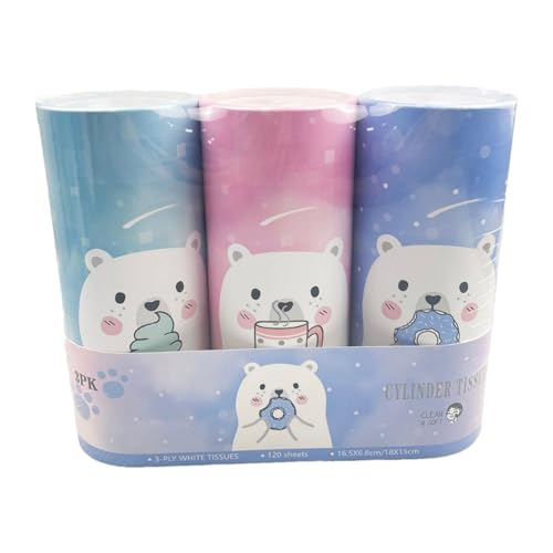 Mouchoirs cylindriques automatiques - Boîte à mouchoirs Ronde 3 pièces, Tube cylindrique Automatique | Ensemble de Mouchoir en Tube extractible, Ensemble de cylindriques extractibles Peu encombrants,